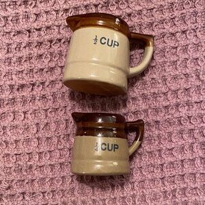 Vintage Brown and Cream Ceramic Measuring Cups